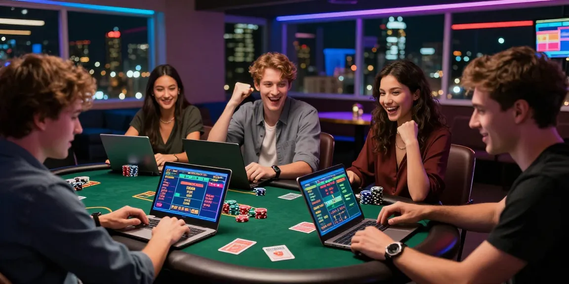 Pengalaman taruhan online basket168 login dengan teman-teman sambil bermain game dalam suasana modern dan ceria.