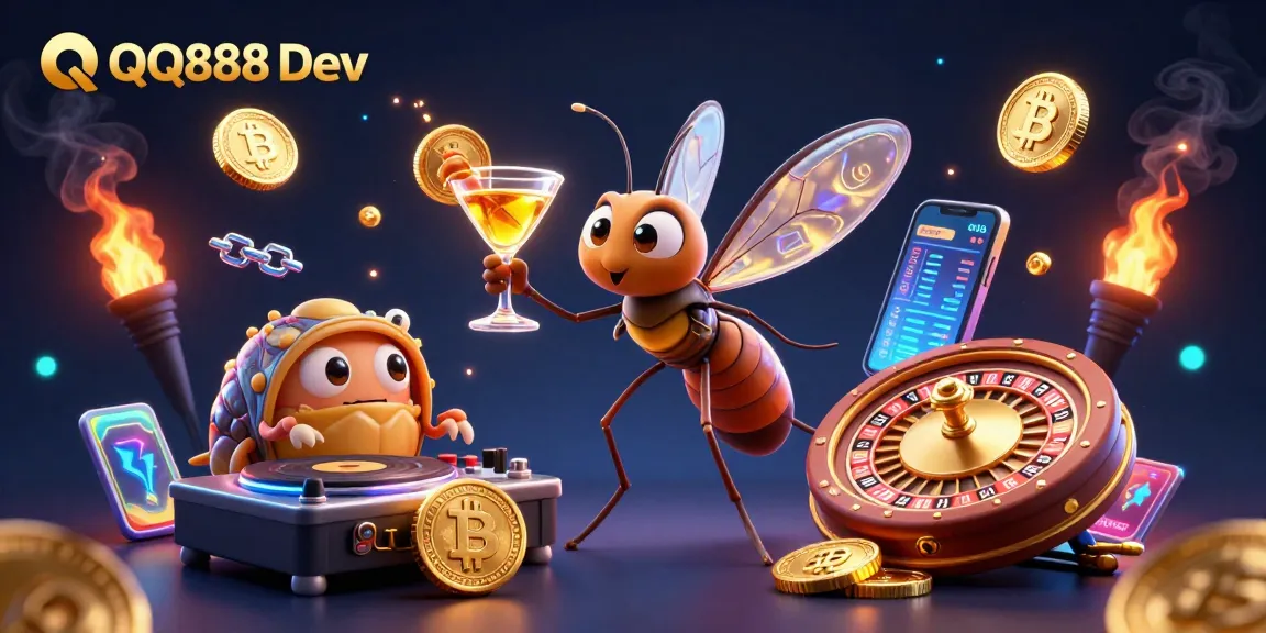 Engage in thrilling gambling adventures with QQ888 Dev, featuring a lively frozen mosquito casino mascot.