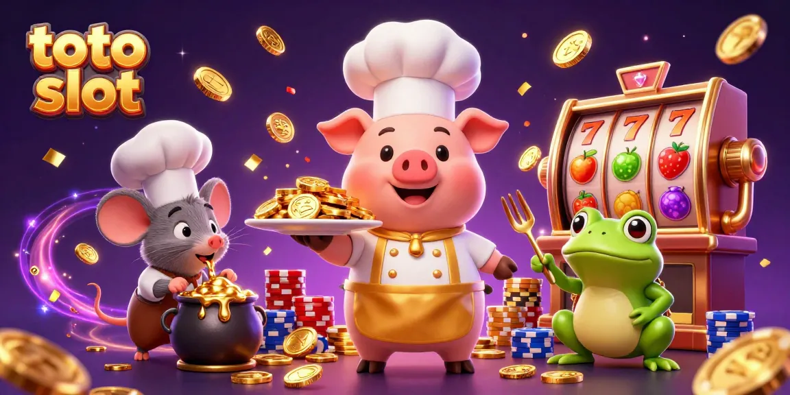 Experience exciting wins in toto slot with a chef pig serving gold coins among dynamic game elements.