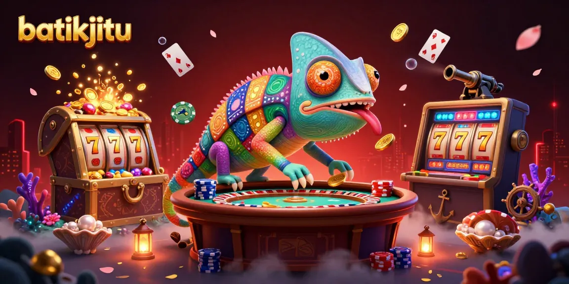 Bermain di batikjitu dengan simbol slot, koin emas, dan pengalaman kasino online yang mengasyikkan.