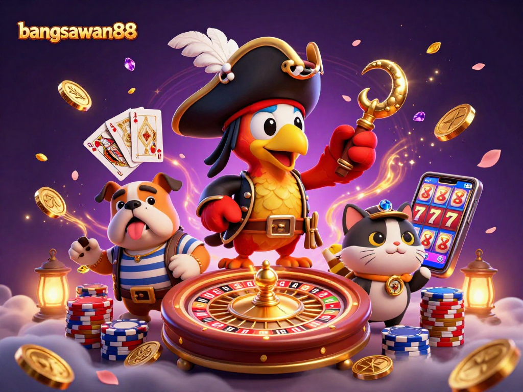 Experience exciting gameplay with bangsawan88 as animated characters command the casino scene.