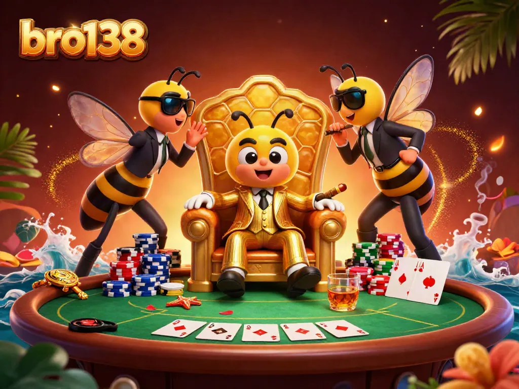 Join bro138 at the poker table witnessing a thrilling showdown with winning aces and vibrant chips.