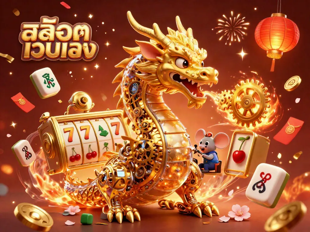 เล่น สล็อตเว็บตรง พร้อมกับมังกรทอง 3D แสดงการฉลองที่มาพร้อมกับสัญลักษณ์แห่งโชคลาภ