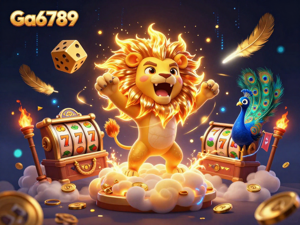 Experience thrilling gameplay with Ga6789 amidst golden dice and vibrant slot symbols.