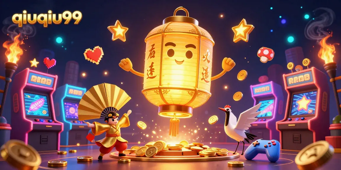 Engage in thrilling gameplay with qiuqiu99, showcasing a dynamic casino scene featuring games and symbols.