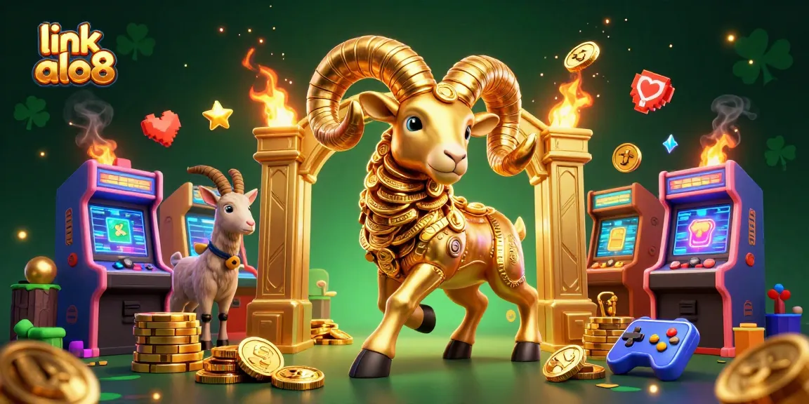 Engage with link alo8 for thrilling casino action featuring a golden ram amidst gaming elements.