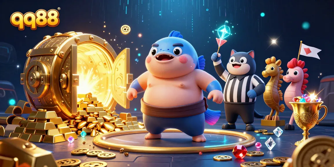 Experience winning strategies and gameplay excitement with qq88 in this vibrant 3D casino scene.