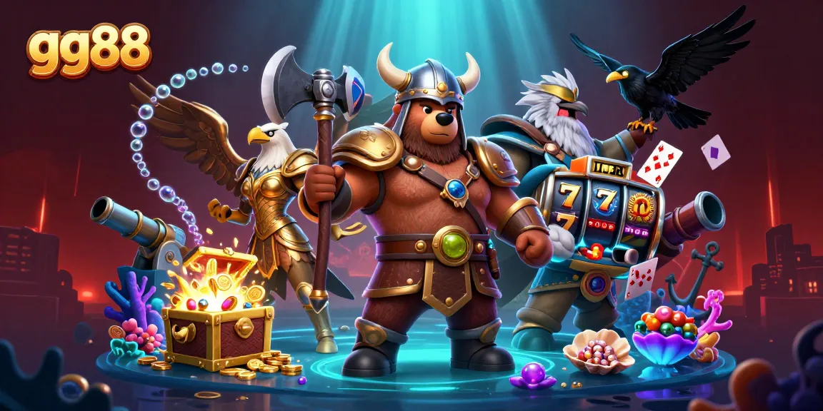 Experience the excitement of gg88 with vivid games and characters in a dynamic casino scene.