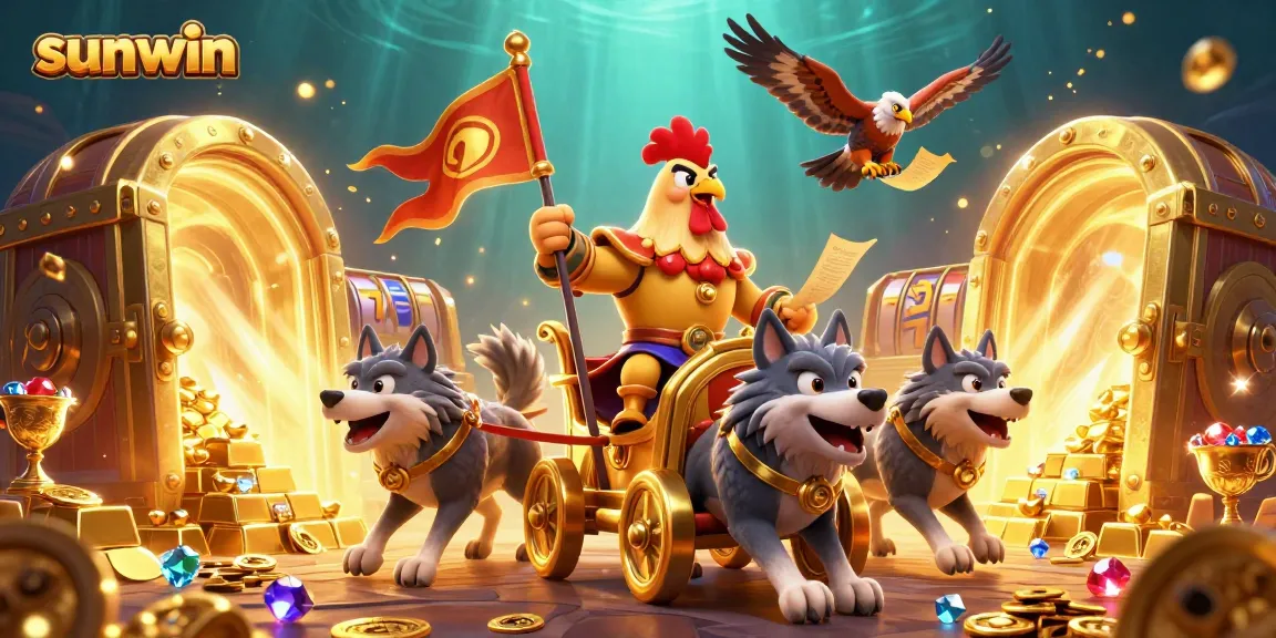 Experience thrilling slots at sunwin with a vibrant scene showcasing a golden adventure