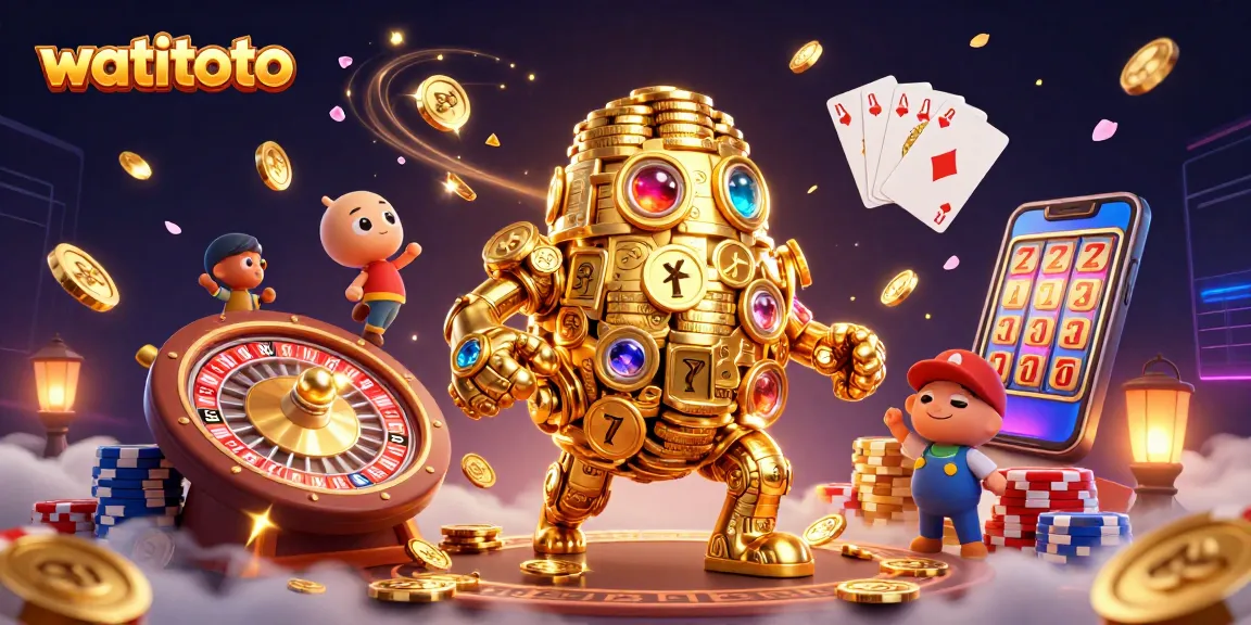 Experience winning on watitoto with a vibrant 3D casino illustration showcasing dynamic gaming elements.