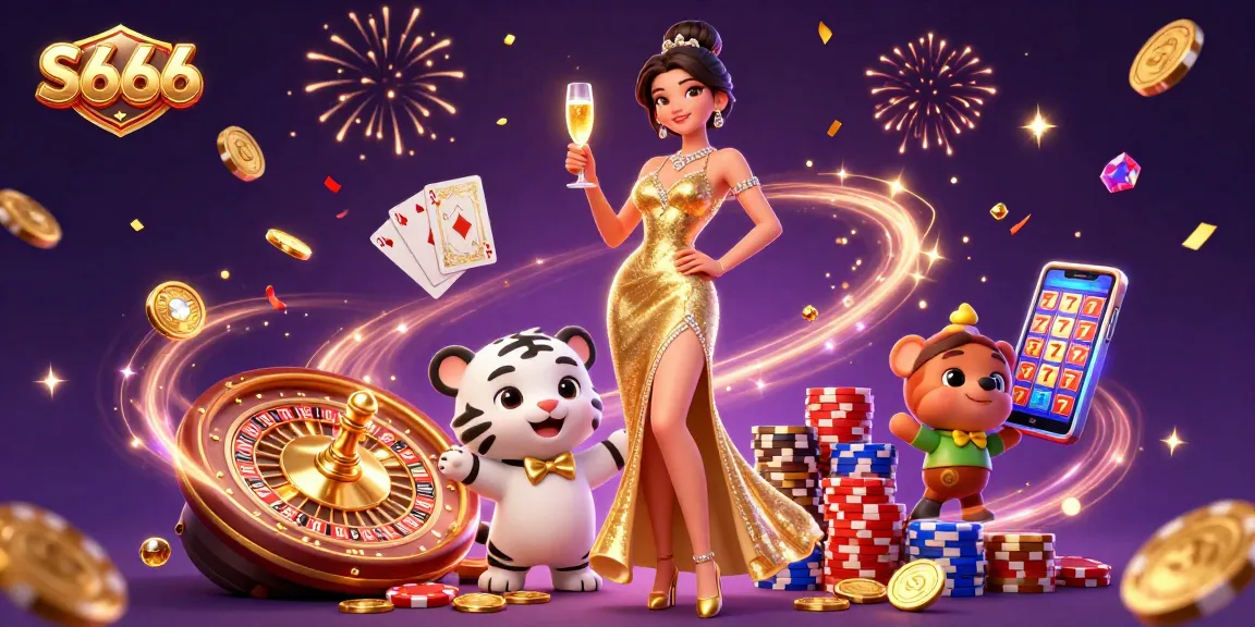 S666 enhances your gaming experience with vibrant 3D casino illustration packed with thrilling elements