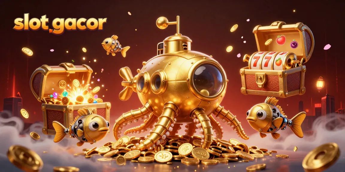 Join the thrill of slot gacor adventures with a vibrant scene of underwater treasure and gambling excitement.