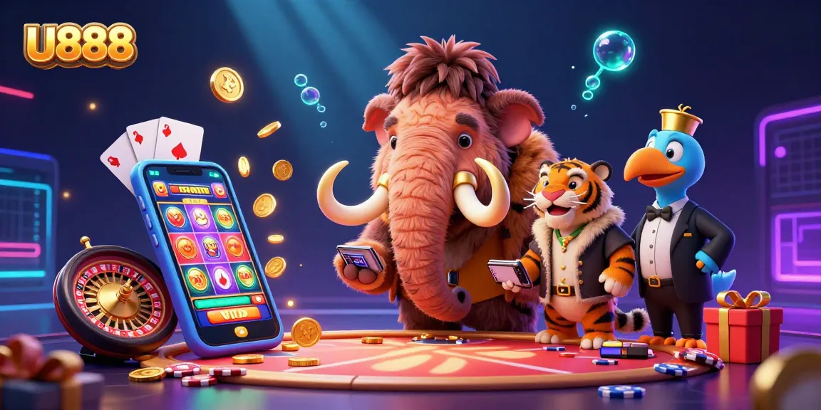 Experience thrilling gameplay at U888 with vibrant characters and dynamic casino elements.