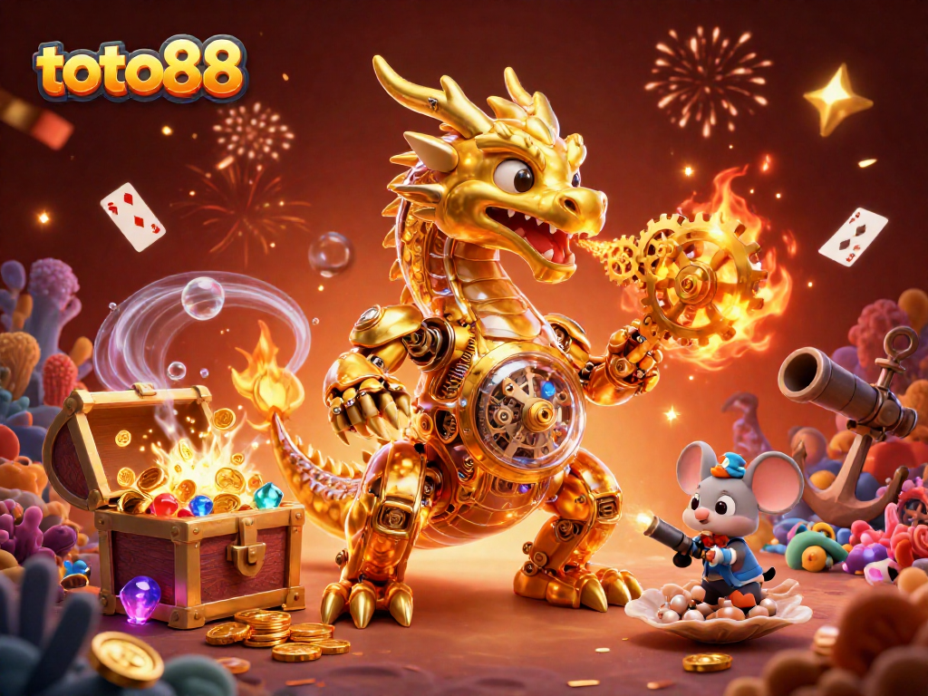 Experience thrilling wins with toto88 in a vibrant, action-packed slot gaming illustration.
