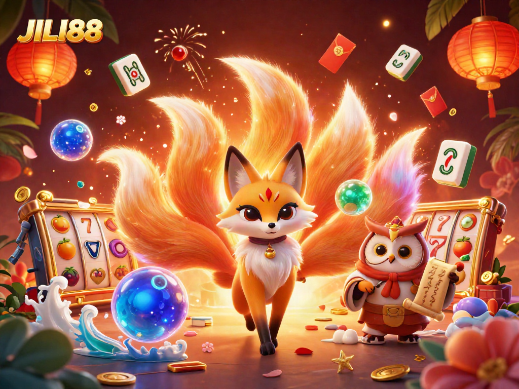 Experience the magic of JILI88 with vibrant slots and animated characters in a dynamic casino scene.