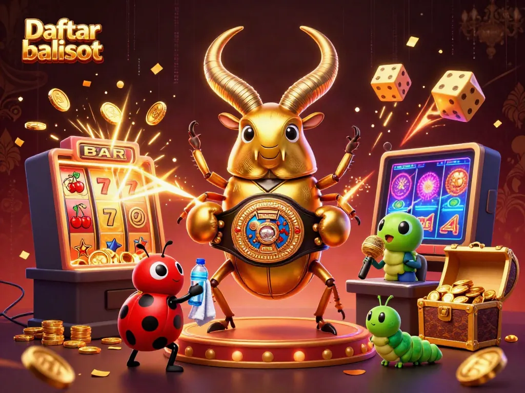 Experience the thrill of Daftar balisot with a vibrant casino-themed scene featuring dynamic characters and gaming elements.