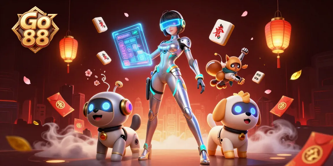 Engage with Go 88 in an energetic casino scene featuring vibrant characters and dynamic elements.