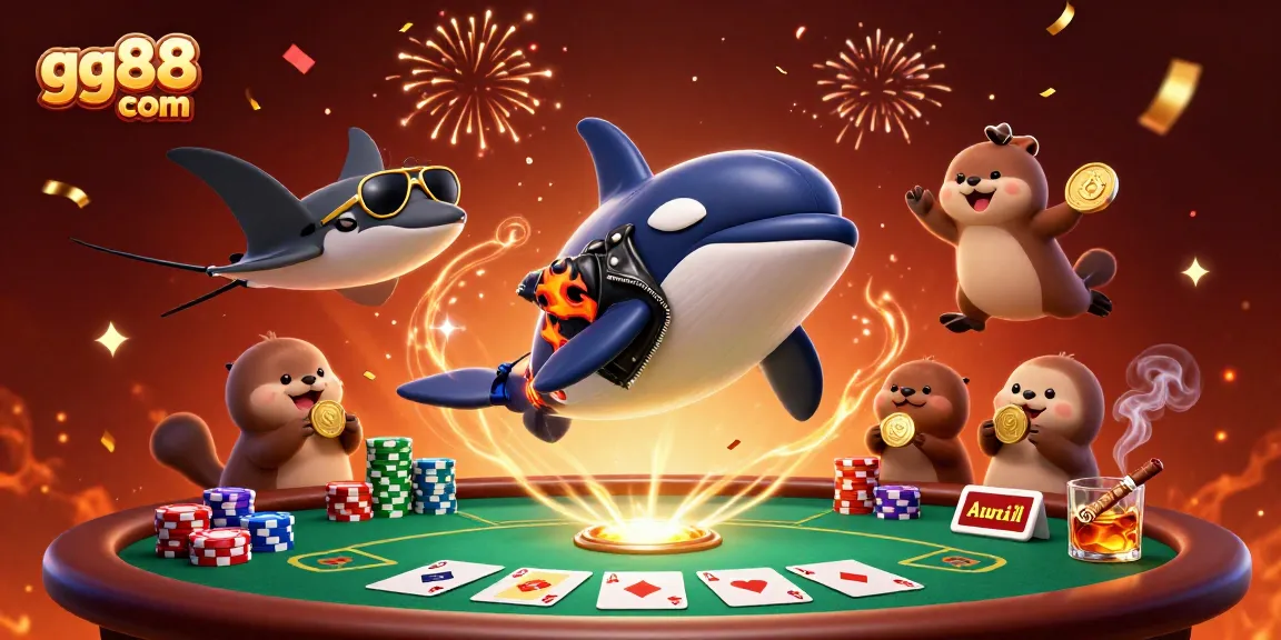 Join the thrill at gg88 com with vibrant sea creatures celebrating casino joy, ready for winning!