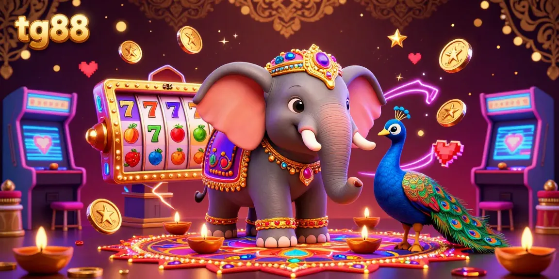 Experience the vibrant action of tg88 with a thrilling casino scene featuring an elephant and rich game elements.