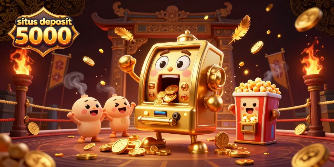Experience winnings at situs deposit 5000 with a golden slot machine celebrating its jackpot and delivering great action.