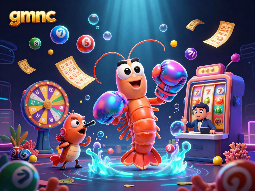 Engage with gmnc's vibrant casino scene featuring colorful lottery elements and dynamic gaming action.