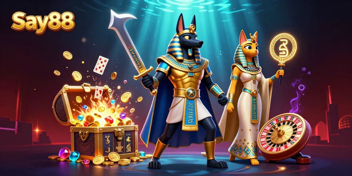Engage with Say88's thrilling gaming experience amidst vibrant casino elements.