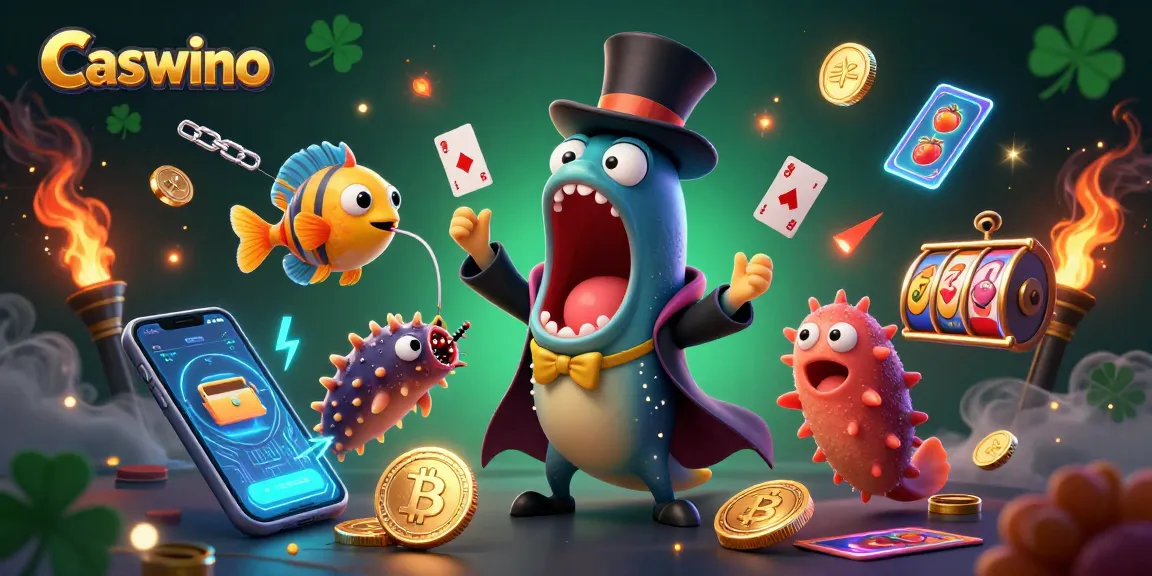 Caswino provides exciting gameplay with an eel magician performing tricks amidst vibrant casino elements.