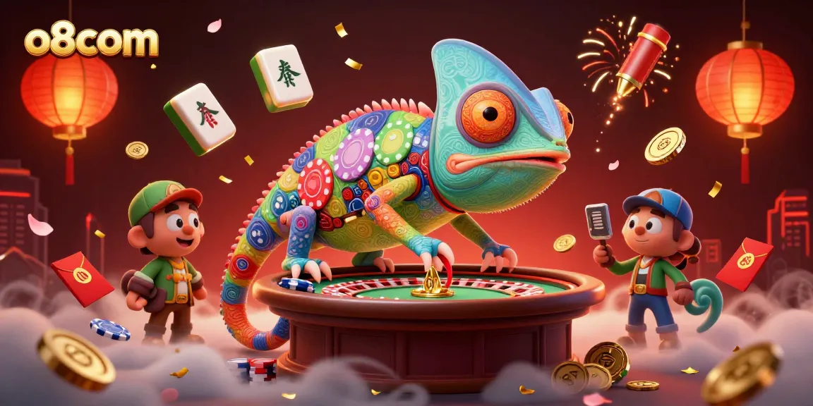 Experience thrilling gameplay at o8com with vibrant 3D casino elements in an engaging illustration.