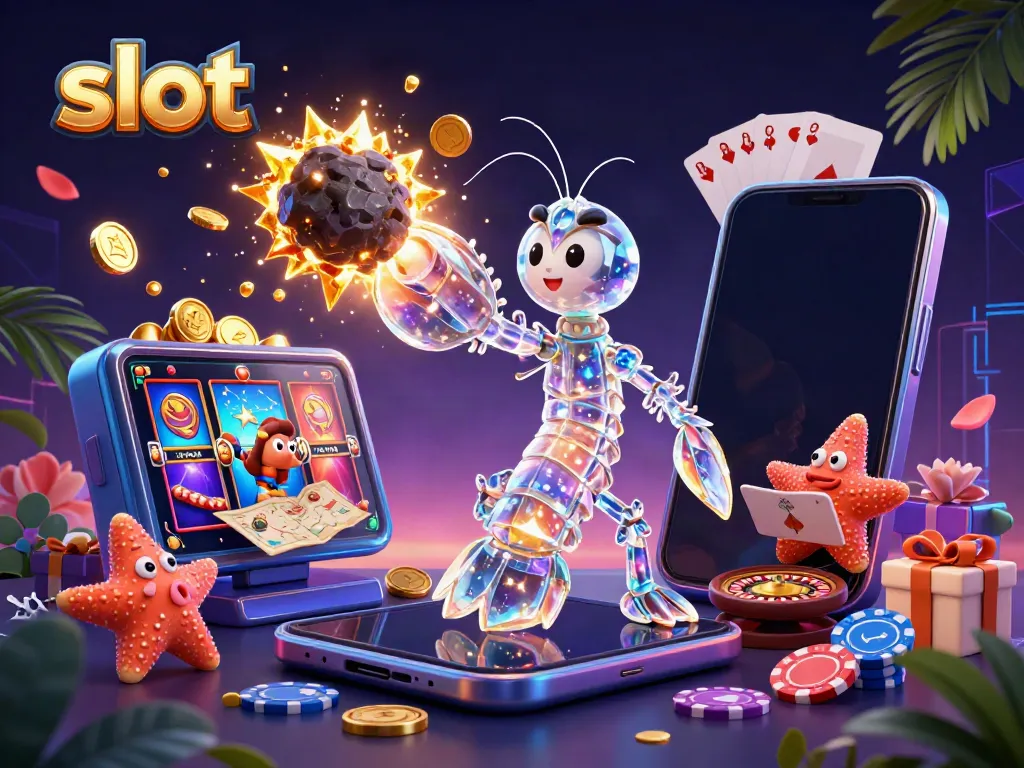 Experience thrilling slot games with golden coins and vibrant graphics in this 3D casino scene.