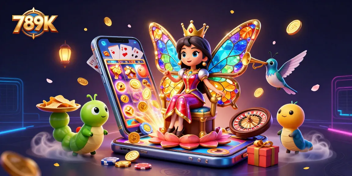Engage in epic casino adventures with 789K's vibrant 3D illustration showcasing games and excitement.